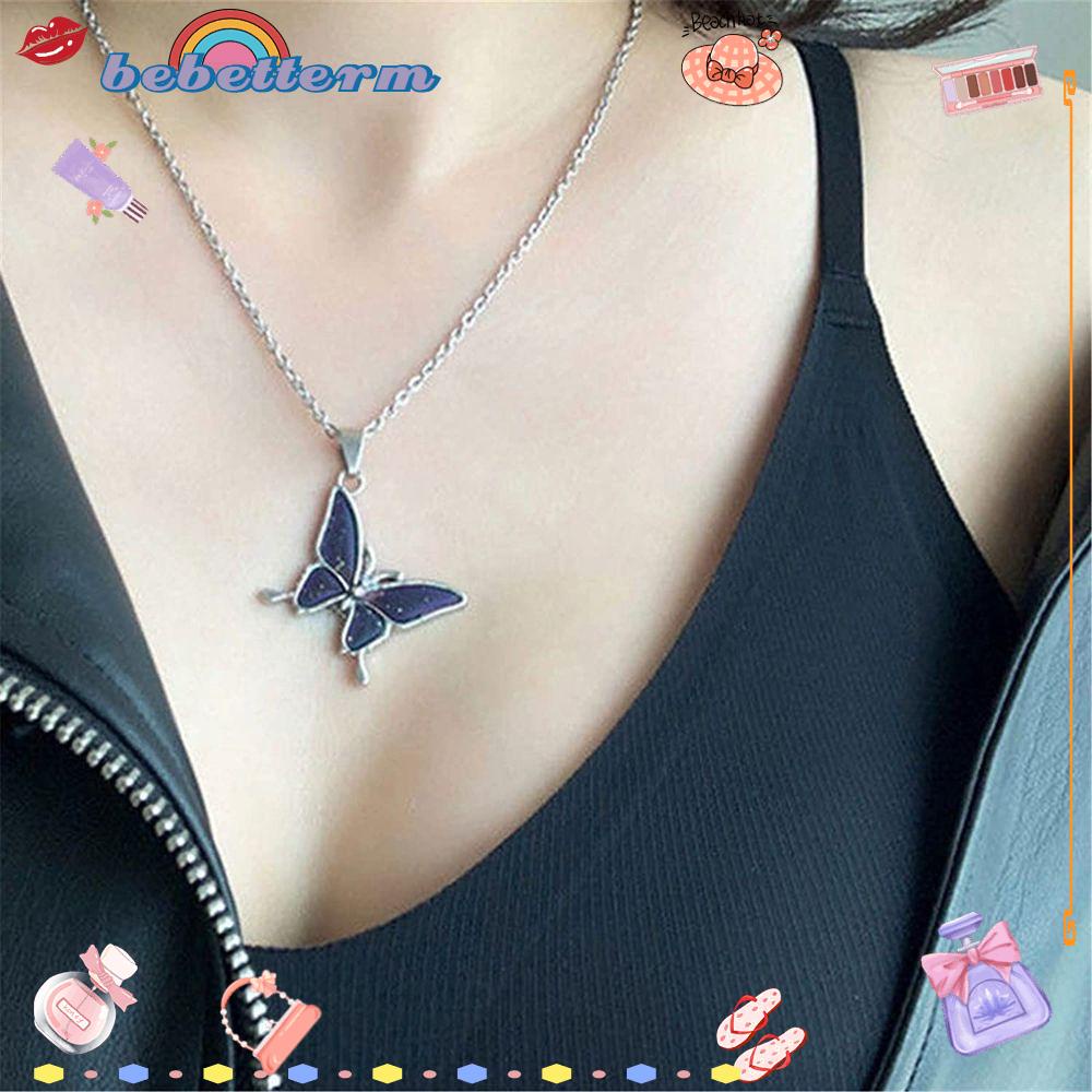 Vòng cổ Mặt Hình Bướm Thay Đổi Màu Sắc 8 Kiểu Lựa Chọn Dành Cho Nữ