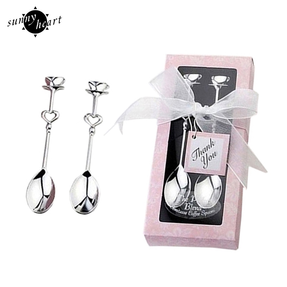 1 Cặp Muỗng Uống Trà Cà Phê Hình Trái Tim