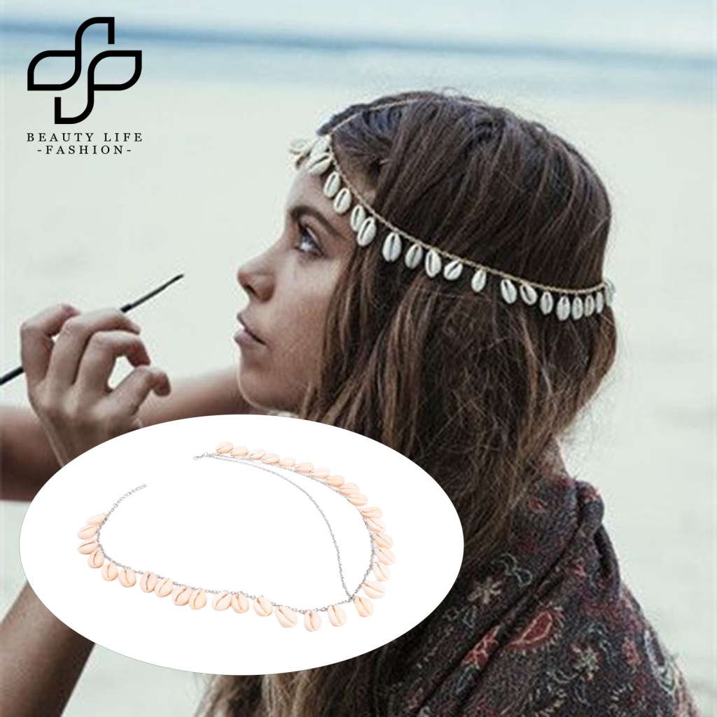 Chuỗi Dây Tua Rua Vỏ Sò Kim Loại Tự Nhiên Trang Trí Tóc Cho Đám Cưới