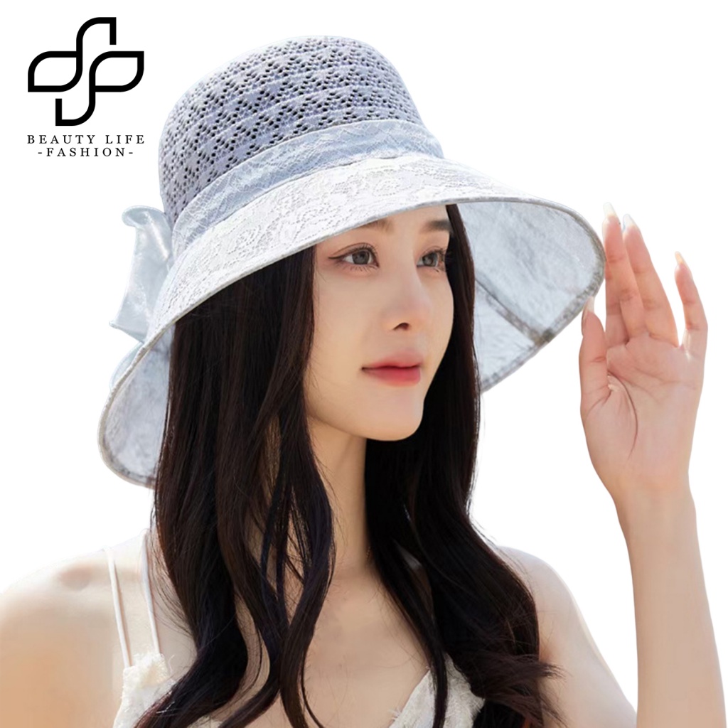 Nón Rộng Vành Phối Ren Hoa Phong Cách Retro Thời Trang