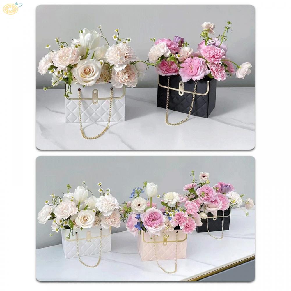 【VARSTR】Rectangular Flower Bouquet Wrapping Bags Metal Chain Design for Easy Carrying and Storage