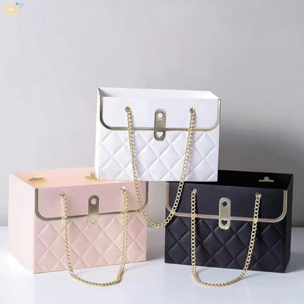 【VARSTR】Rectangular Flower Bouquet Wrapping Bags Metal Chain Design for Easy Carrying and Storage