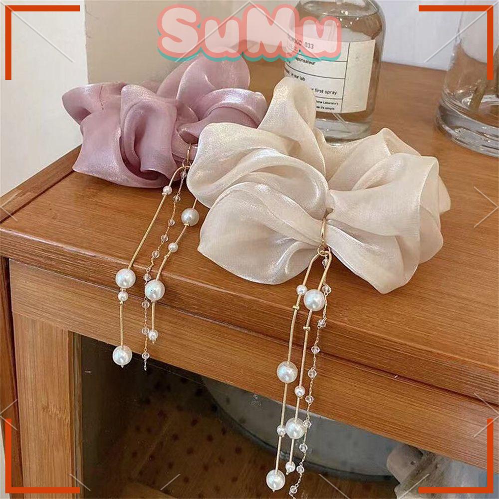 Dây Buộc Tóc Co Giãn Đính Hoa Và Tua Rua Xinh Xắn