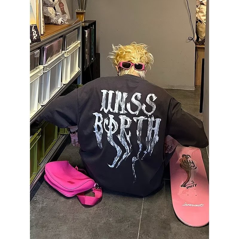 Áo Thun Cotton Ngắn Tay In Hình Bướm Phong Cách Mới