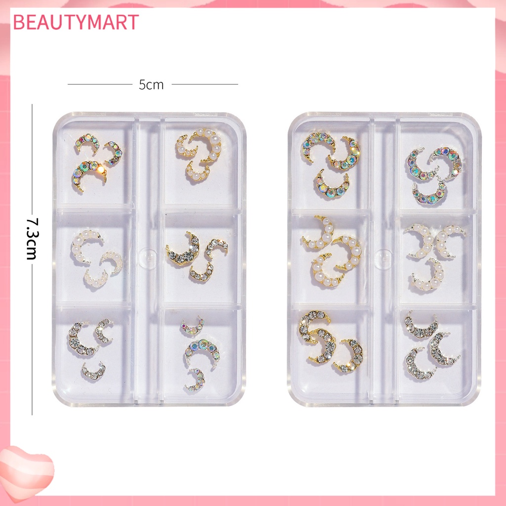1 Hộp Phụ Kiện Trang Trí Móng Tay 3D DIY Hình Mặt Trăng Lấp Lánh Dễ Thương Cho Nữ