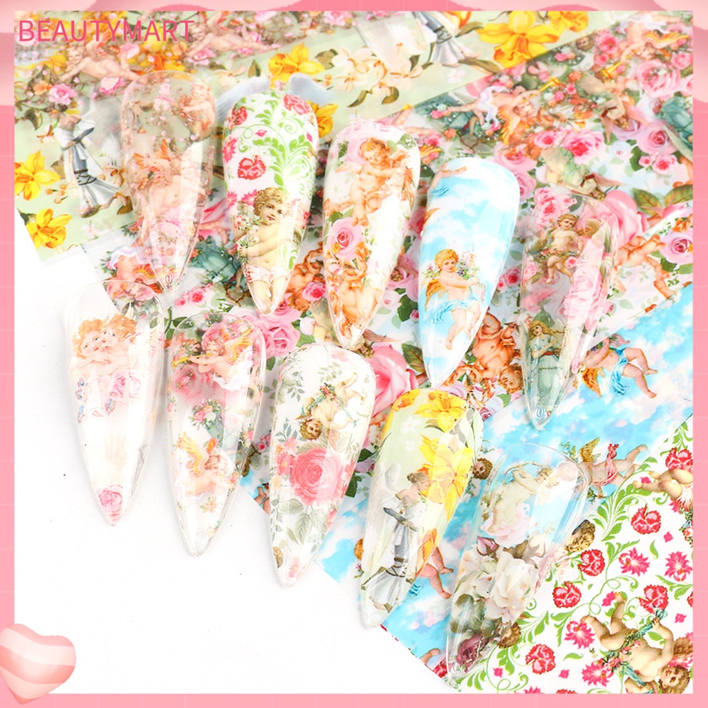 Set 10 Miếng Dán Móng Tay DIY Họa Tiết Thần Cupid Lâu Trôi Cho Nữ