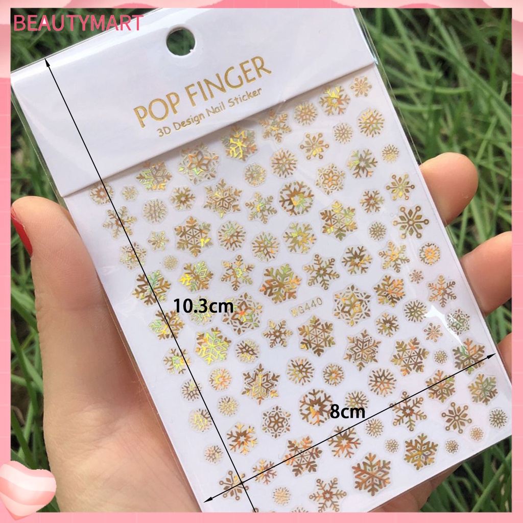 1 Tấm Sticker Phát Quang Tự Dính Họa Tiết Bông Tuyết Giáng Sinh 3D Trang Trí Móng Nghệ Thuật