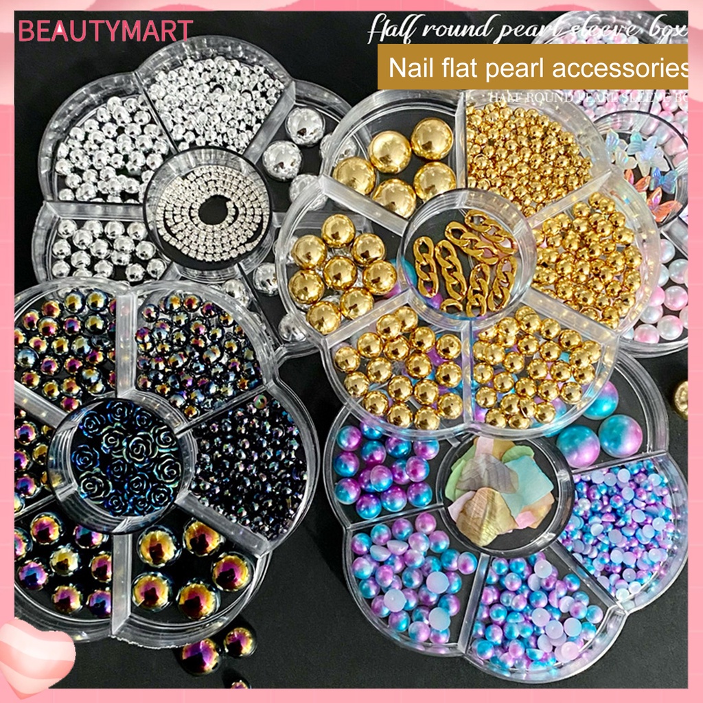 1 Hộp Hạt Ngọc Trai Giả Mini Trang Trí Móng Tay 3 / 5 / 6 / 8 / 10mm