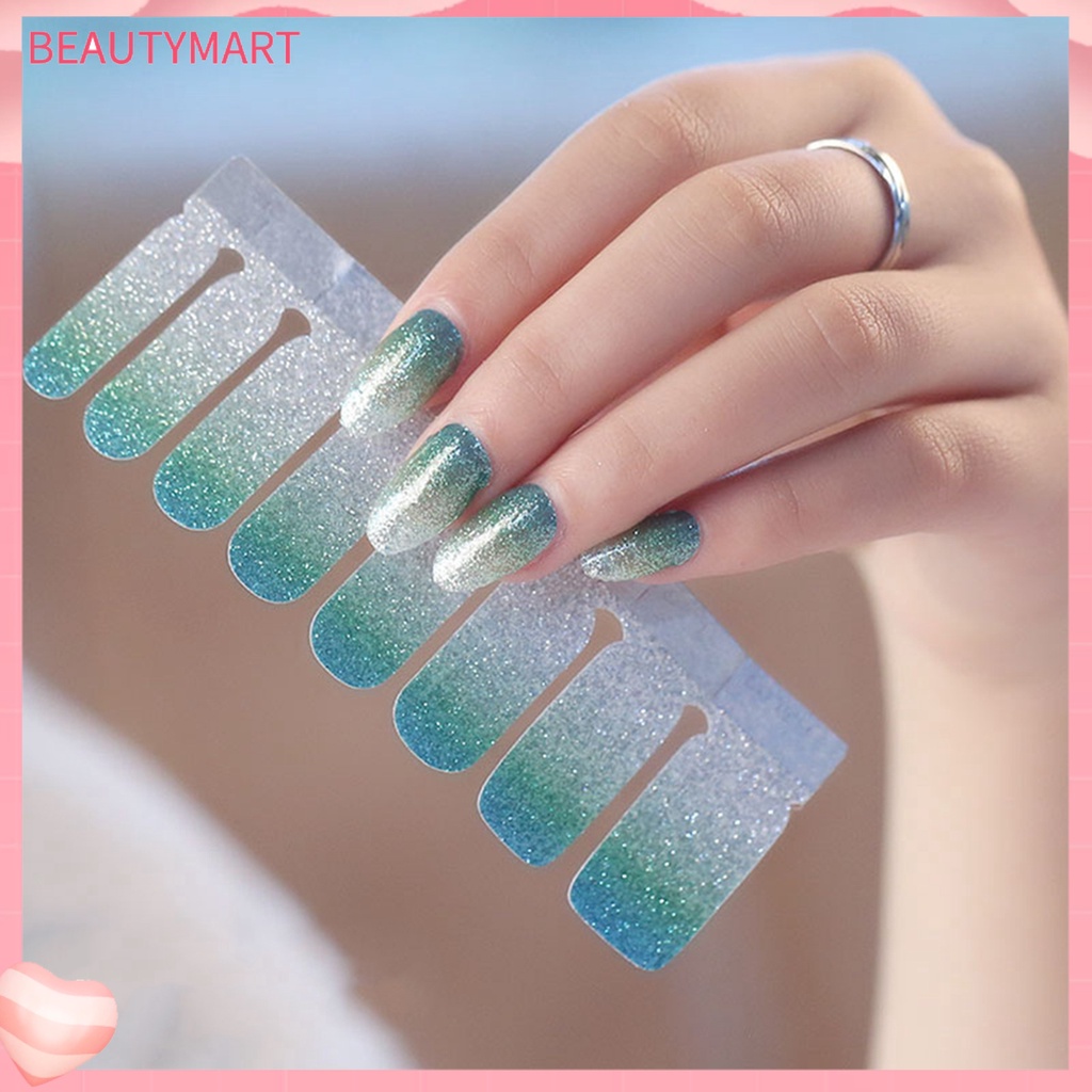 Miếng Dán Trang Trí Móng Tay Toàn Diện Màu Gradient Lấp Lánh