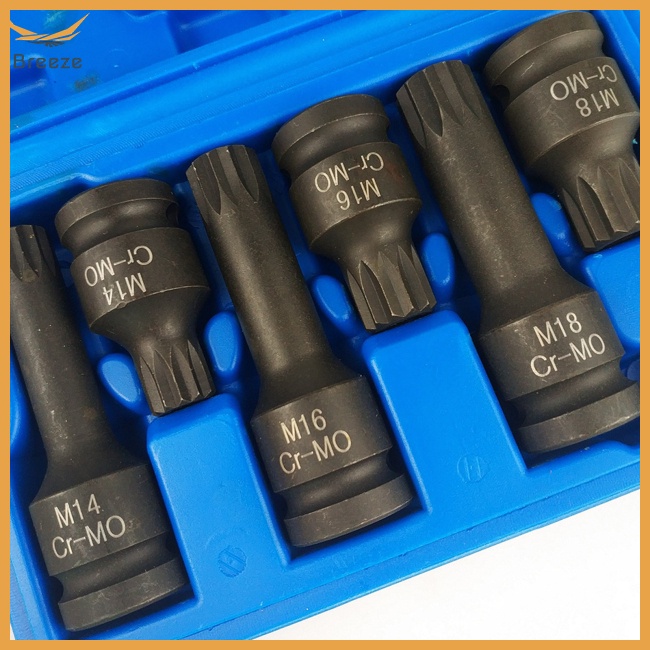 Bộ 6 Cờ Lê Ổ Cắm Khí Nén 1 / 2inch M14 M16 M18 Tích Hợp Ổ Cắm Chữ M