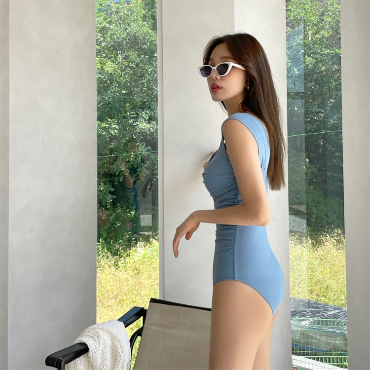 Đồ Bơi Một Mảnh Ôm Eo Hở Lưng Màu Trơn Phong Cách Hàn Quốc Thời Trang Mới 2023