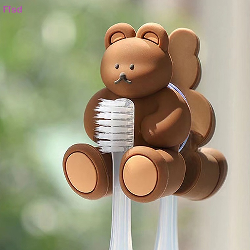 {Ffsd} Giá Đỡ Bàn Chải Đánh Răng &amp; Móc Hít Chân Không Hình Gấu Hoạt Hình Sắp Xếp