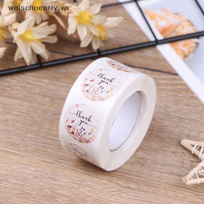 Cuộn 500 Hình Dán Chữ Thank You Trang Trí Niêm Phong Bao Bì Tiện Dụng