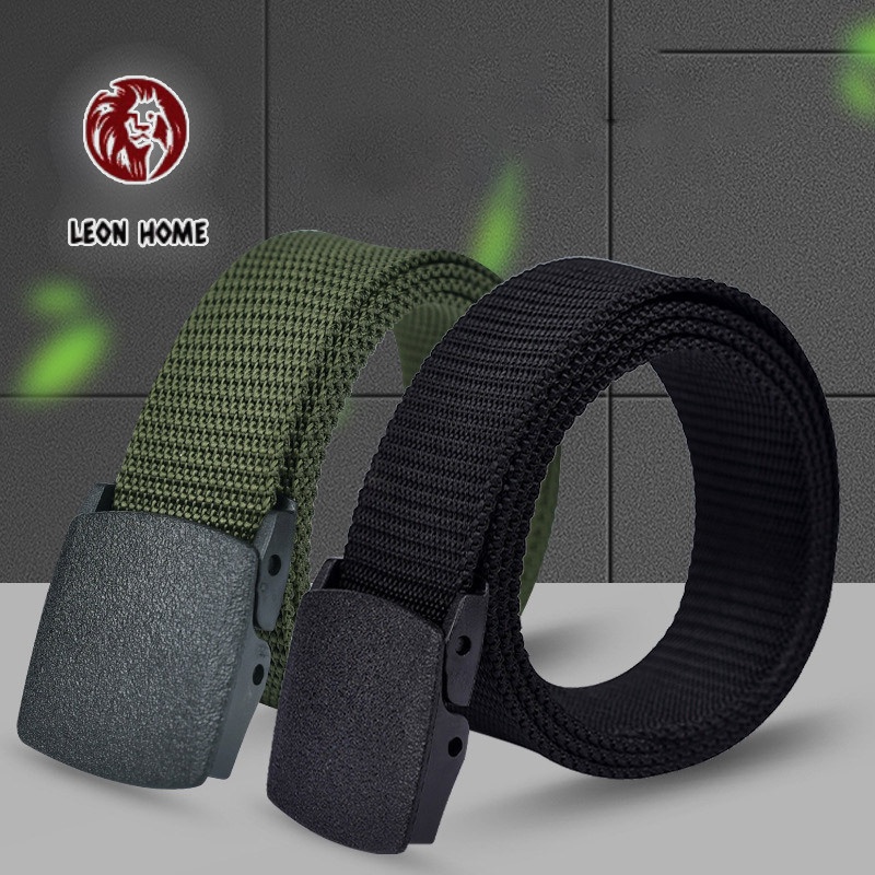 LEON HOME Thắt Lưng Vải canvas nylon Không Từ Tính Không Gây Kích Ứng Phong Cách Quân Đội Cho Nam