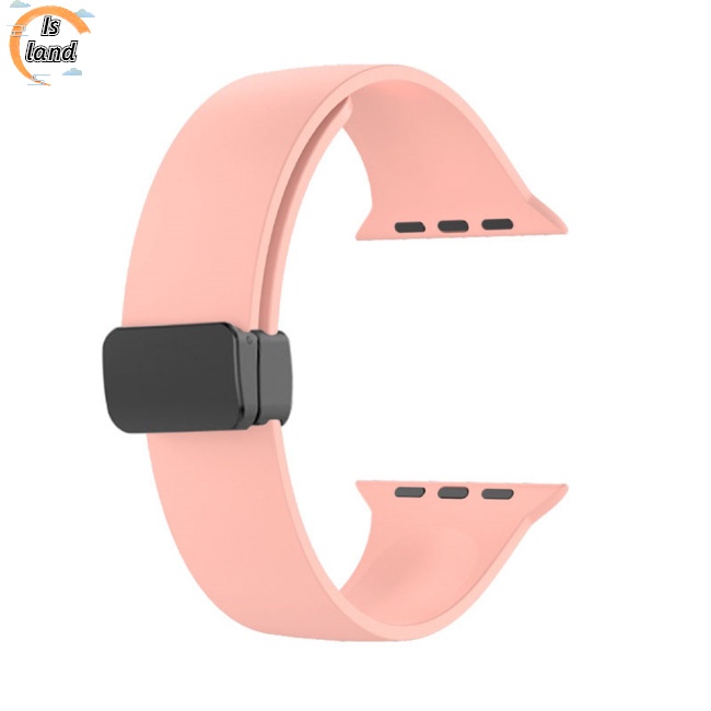 Dây Đeo Đồng Hồ Bằng Silicone Màu Trơn Khóa Nam Châm Chống Nước &amp; Mồ Hôi Cho Iwatch