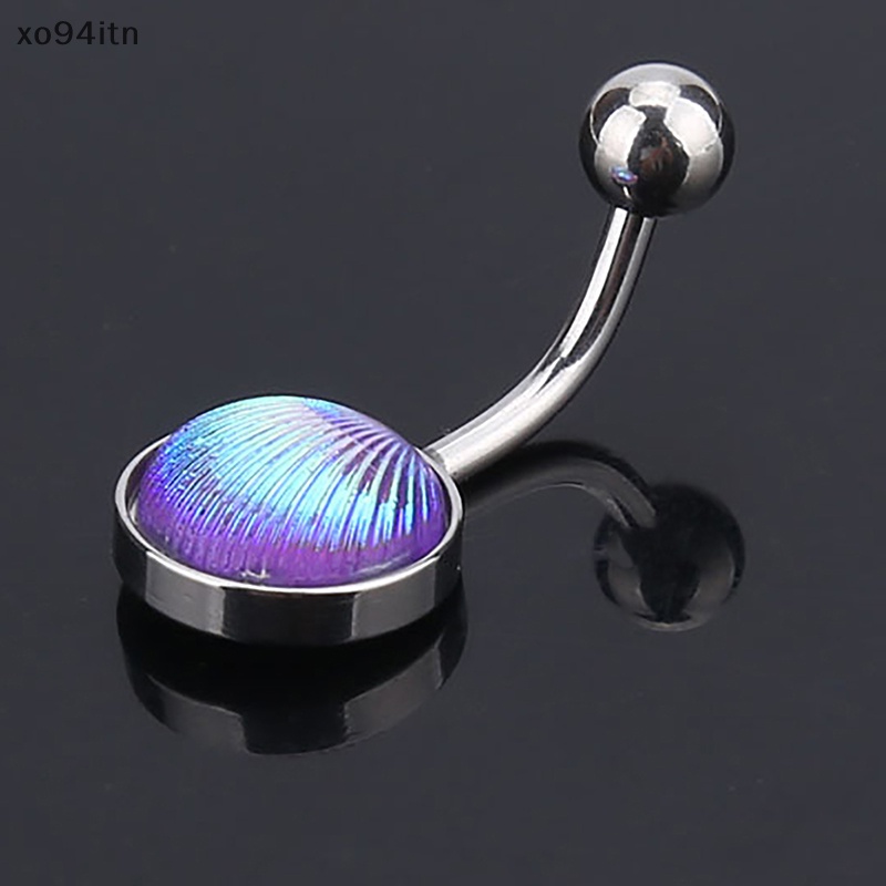 Khuyên Rốn Tròn Bằng Thép Không Gỉ Đính Vỏ Sò Nhiều Màu Thời Trang