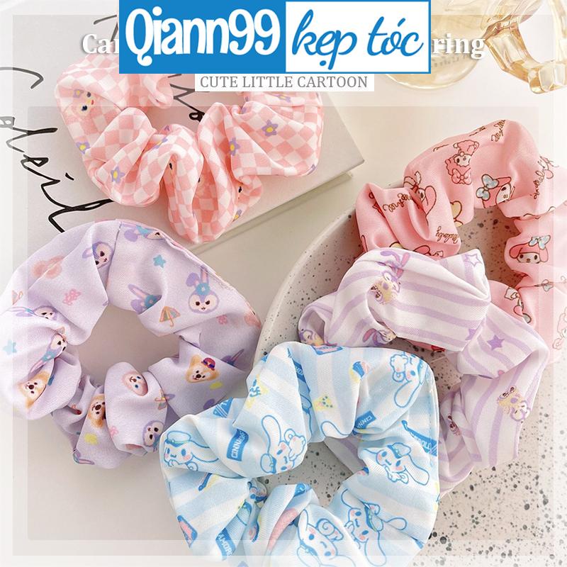 ❤️Dây Buộc Tóc Cao Su Bọc Vải Lông Hình Búp Bê Sanrio Kuromi Dễ Thương Thời Trang Thu Đông
