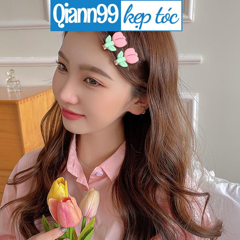 Kẹp tóc mái hoa tulip màu sắc pastel nhẹ nhàng dễ thương