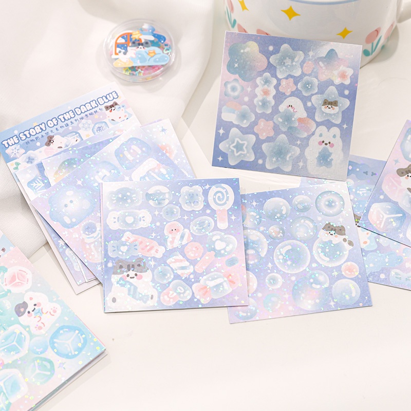 Bộ 10 Miếng Dán Trang Trí Sổ Tay Hình Câu Chuyện Nguyên Tố Dễ Thương