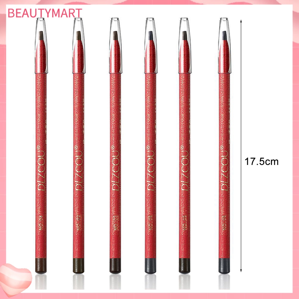 Bút Chì Kẻ Lông Mày Đầu Phẳng Kháng Nước Chống Mồ Hôi Không Phai Tự Nhiên 6 Màu Tùy Chọn Cho Người Mới Bắt Đầu