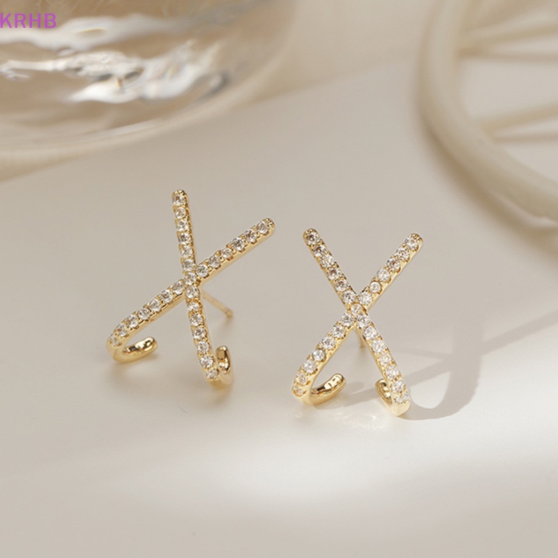 1 Đôi Khuyên Tai Chữ X Đính Đá Thời Trang Dành Cho Nữ Mới