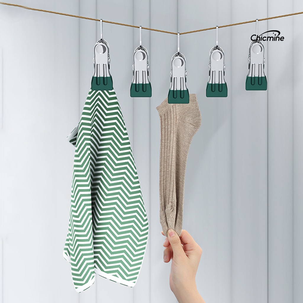 Chicmine☼Set 8 Kẹp Phơi Quần Áo Chống Trượt Tiện Lợi