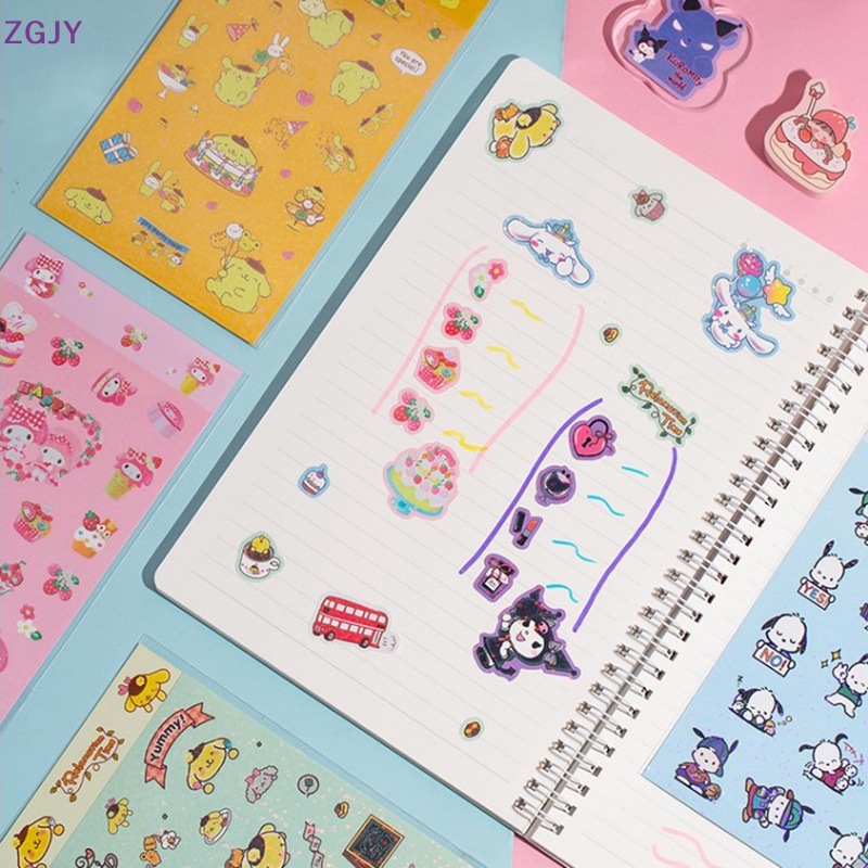 Set 5 Sticker Hình Sanrio Hello Kitty Kuromi Pachacco Goo Dễ Thương Dùng Để Trang Trí Sổ Tay / Nhật Ký Mới