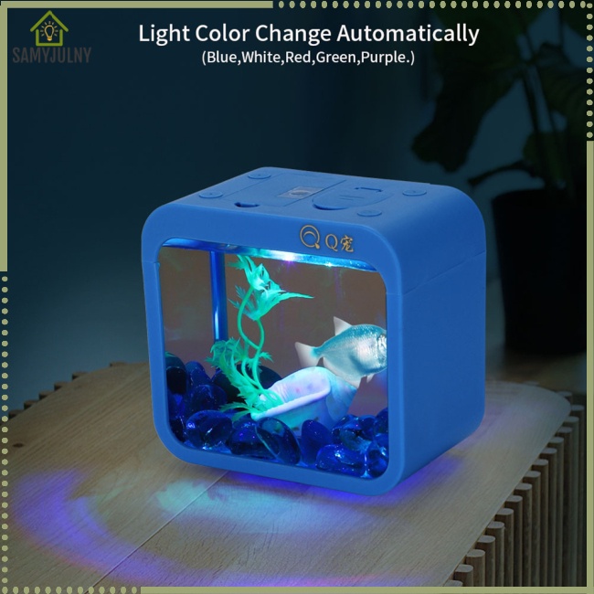 Hộp Bể Cá Mini Có Đèn 5 Màu Với Vỏ Tháo Rời Được Sáng Tạo