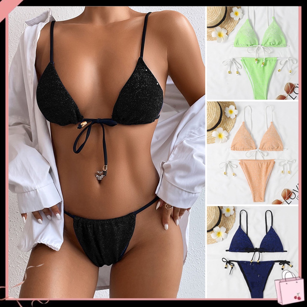 Bộ Đồ Bơi Bikini Hai Dây Có Đệm Nâng Ngực Quyến Rũ Cho Nữ