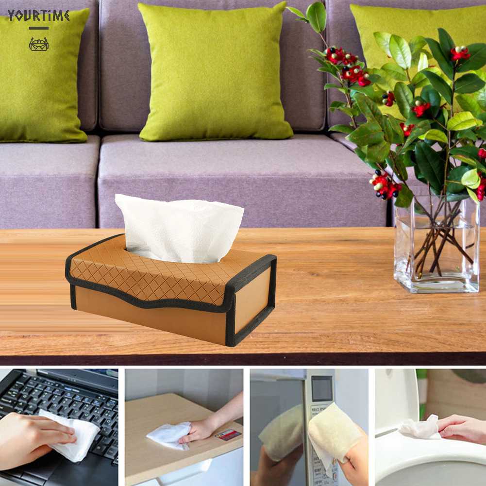 Hộp Đựng Khăn Giấy Bằng Da PU Cỡ Lớn Có Thể Gấp Gọn Tiện Dụng Cho Xe Hơi