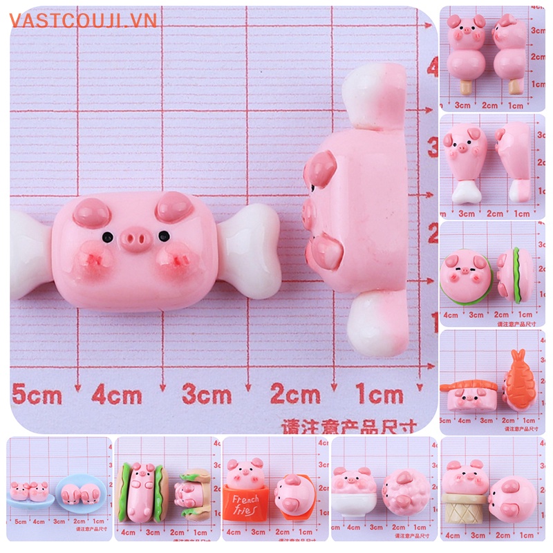 Phụ Kiện Trang Trí Điện Thoại Hình Chú Heo Hồng 3D Bằng Nhựa Resin Dễ Thương DIY