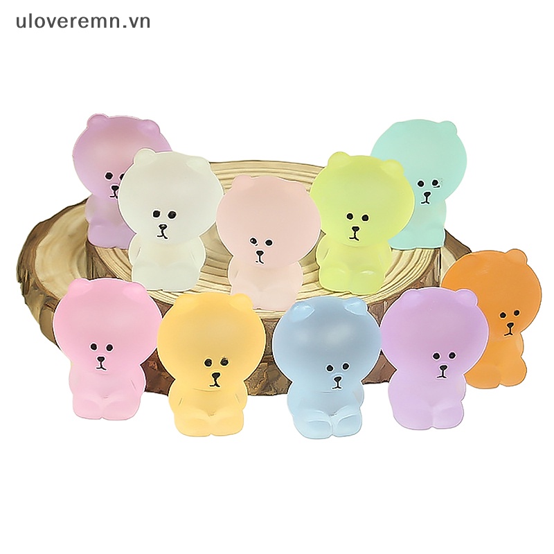 Bộ 2 Đồ trang trí Gấu Nâu Hoạt Hình Mini Màu Kẹo Dùng Trang Trí Tiểu Cảnh