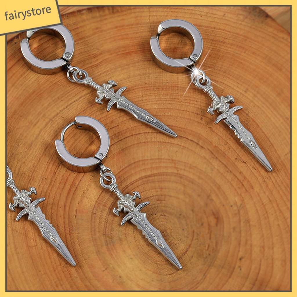 1 Đôi Bông Tai Nam Hình Thanh Kiếm Màu Sắc Đơn Giản Phong Cách Punk