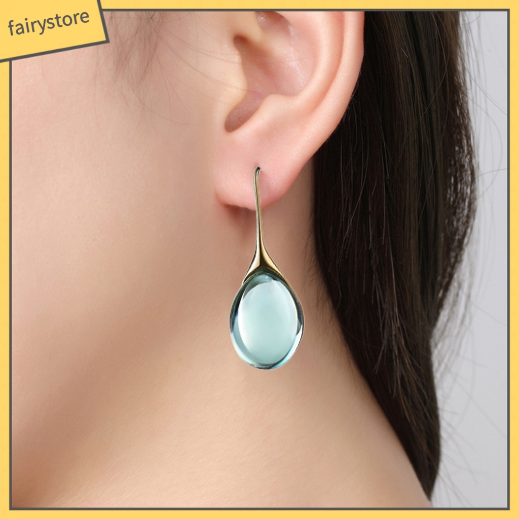 1 Đôi Bông Tai Hình Giọt Nước Đính Pha Lê Giả Trong Suốt Dành Cho Nữ