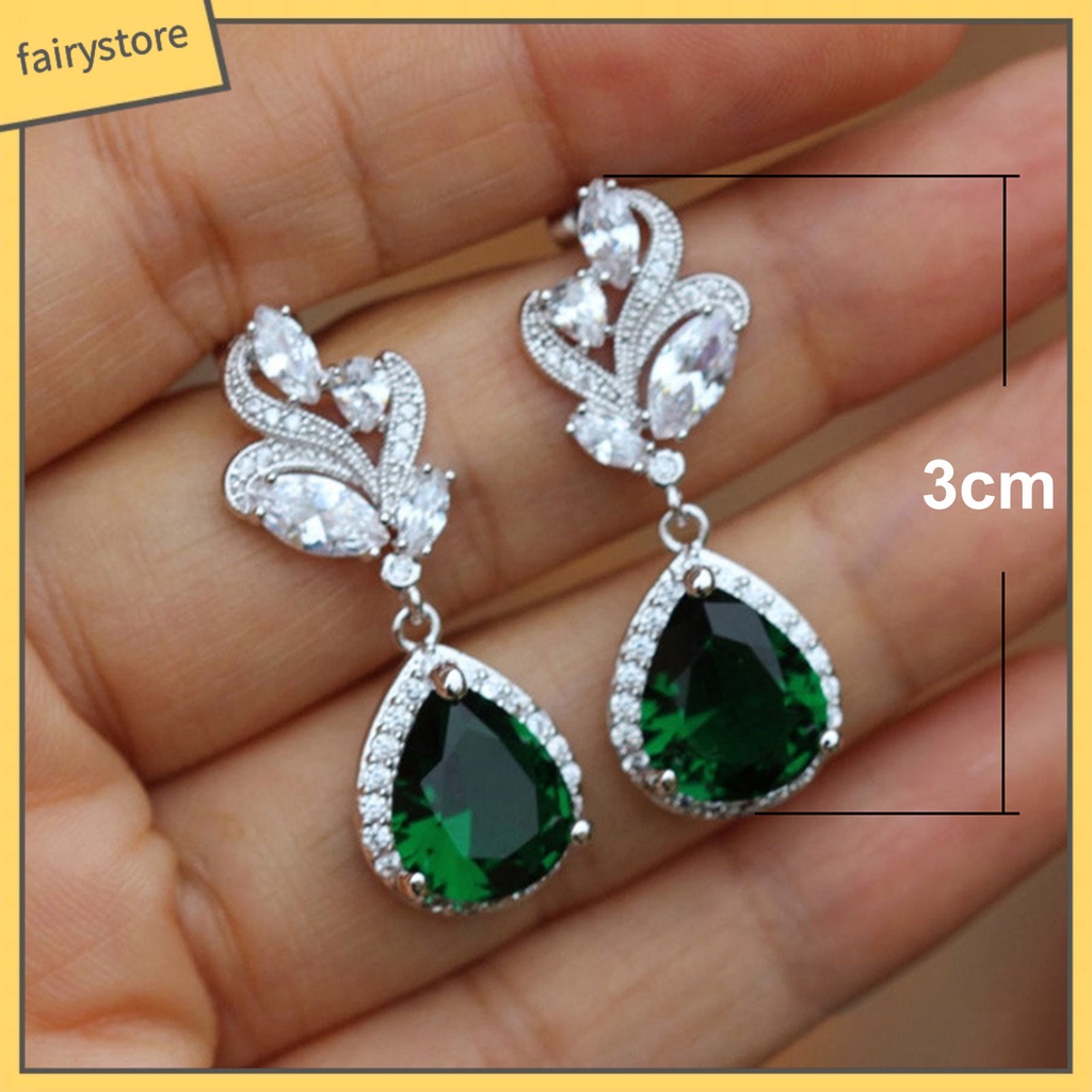 1 Đôi Bông Tai Hình Giọt Nước Đính Đá Lấp Lánh Dành Cho Nữ