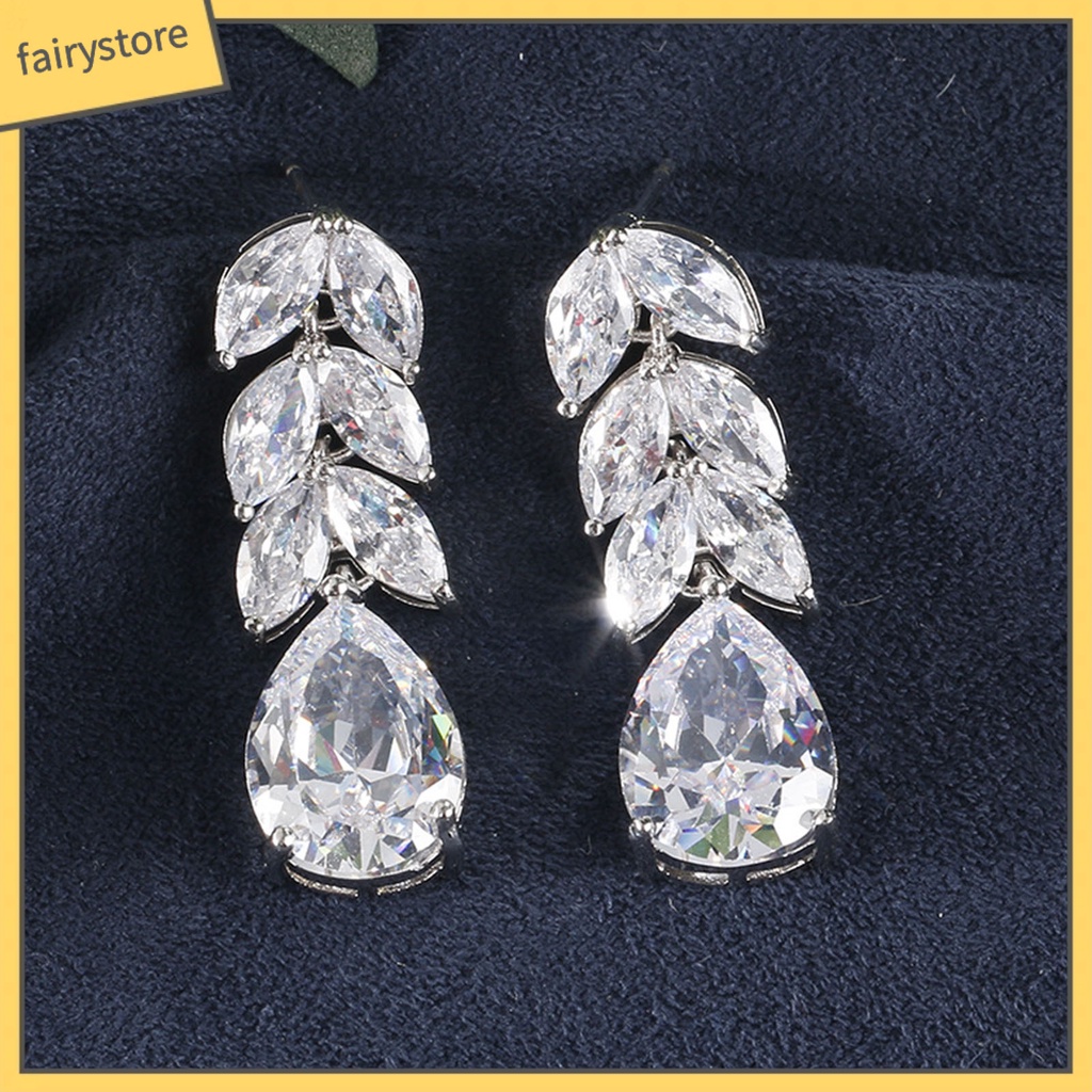 1 Đôi Bông Tai Hình Giọt Nước Đính Đá Lấp Lánh Dành Cho Nữ