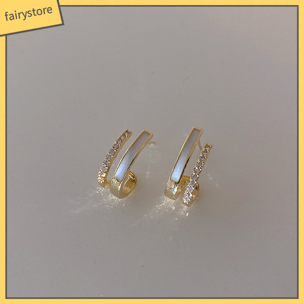 [FRO] 1 Đôi Bông Tai Thanh Dọc Dát Đá Zircon Nhẹ Nhàng Thủ Công Mỹ Nghệ Hàng Ngày Cho Nữ