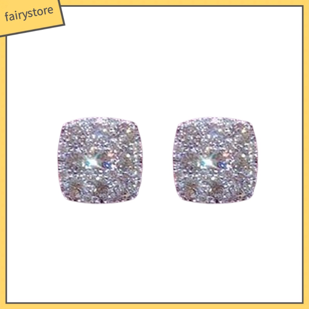 1 Cặp Bông Tai Đính Đá Bằng Đồng Thiết Kế Tối Giản Thời Trang Cho Nữ