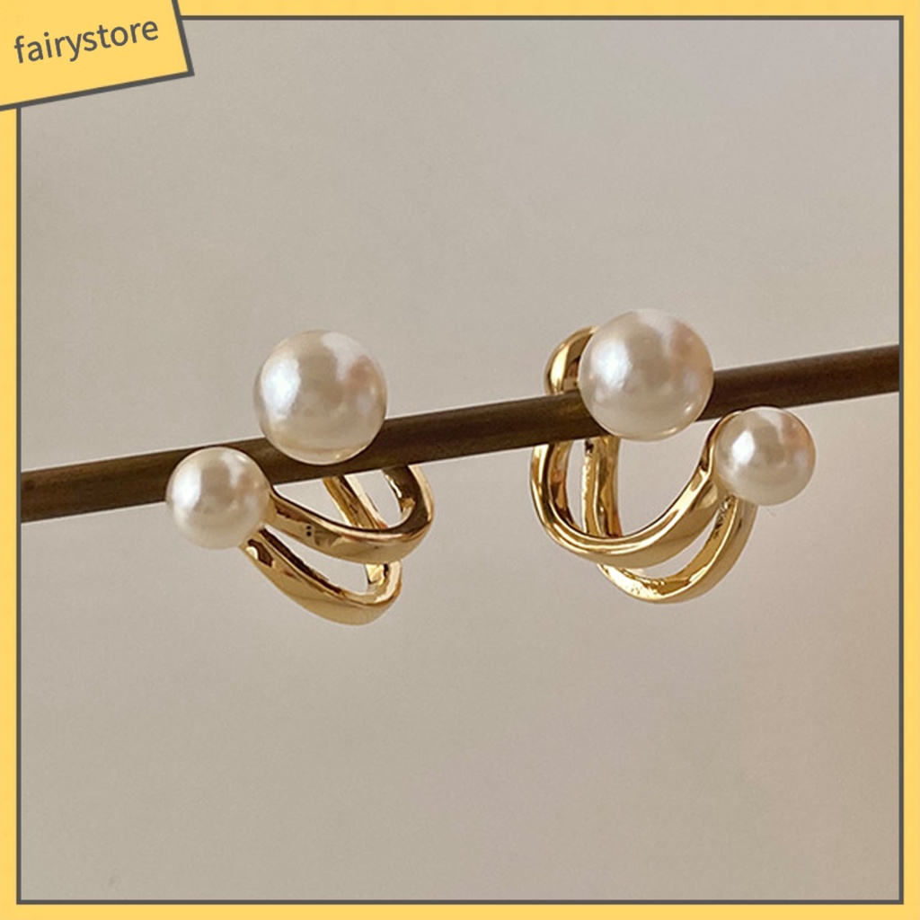 1 Đôi Bông Tai Đính Ngọc Trai Giả Cao Cấp Phong Cách Hoàng Gia Dành Cho Nữ