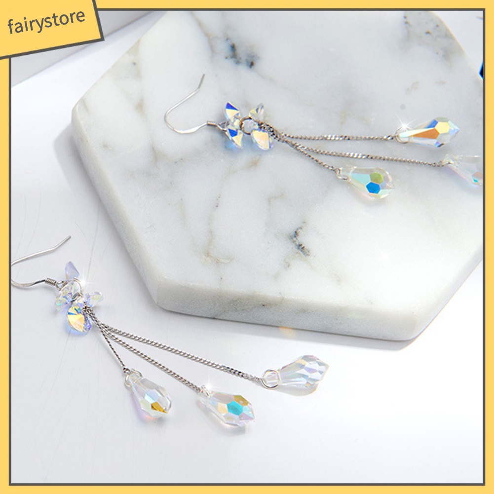 Bông Tai Dáng Dài Đính Đá Nhiều Màu Sắc Thời Trang Cho Nữ