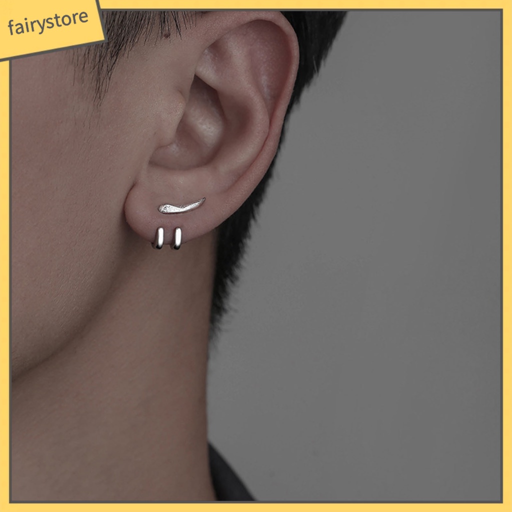 Bông Tai 2 Móc Thiết Kế Đơn Giản Phong Cách Punk Hip Hop Thời Trang Cho Nam