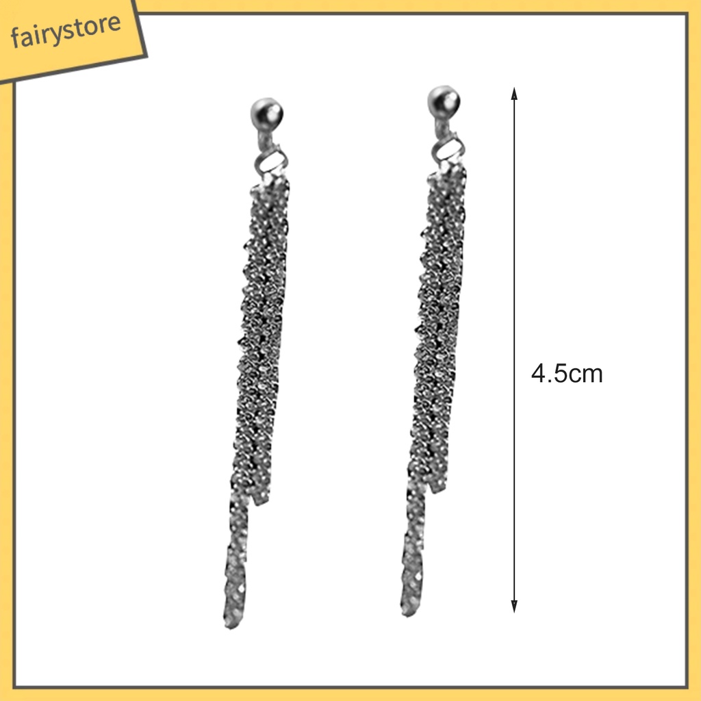 1 Đôi Bông Tai Tua Rua Hình Giọt Nước Đính Đá Thời Trang Dành Cho Nữ