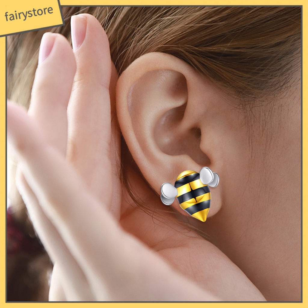 1 Đôi Bông Tai Hình Con Ong Bằng Hợp Kim Thời Trang Dành Cho Nữ