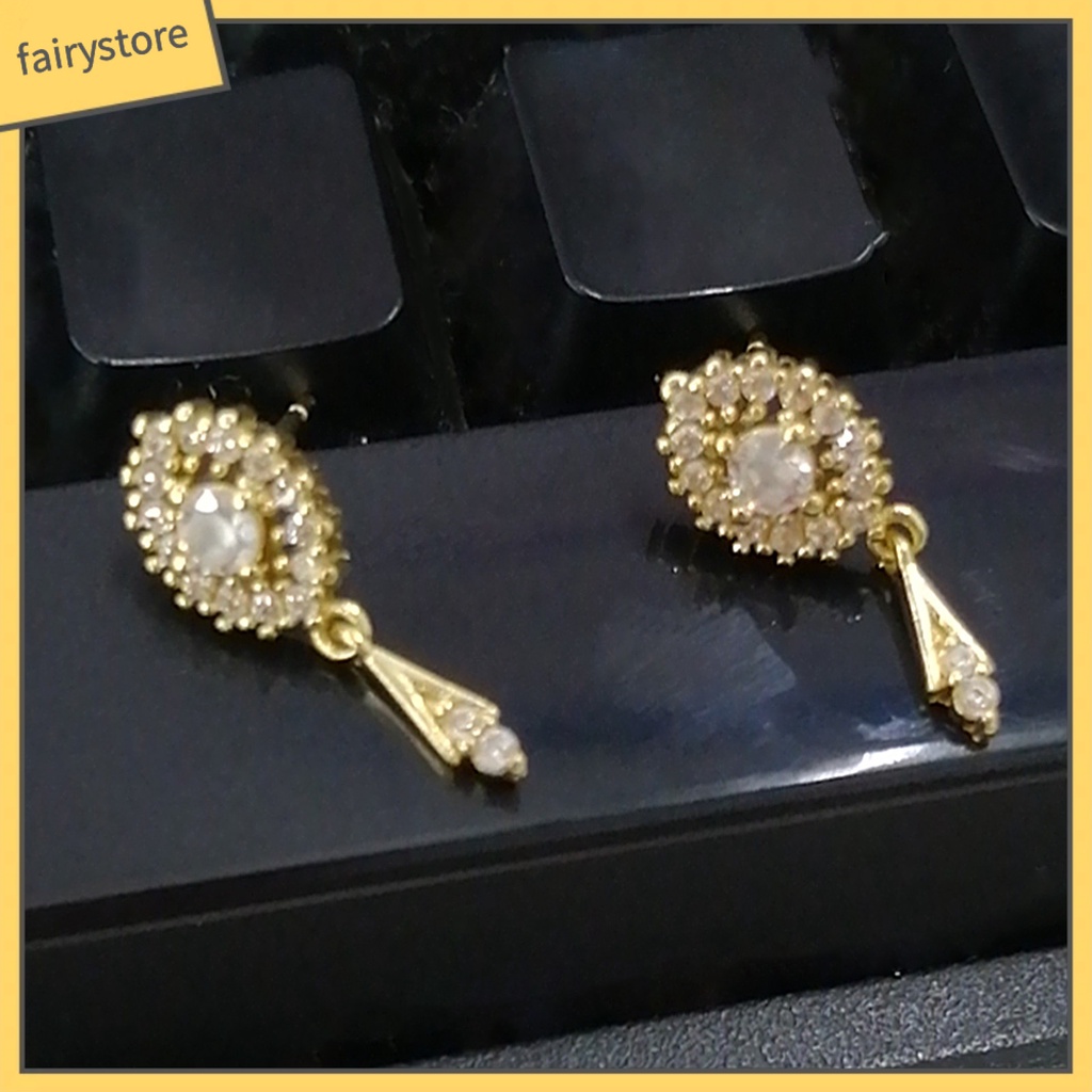 1 Cặp Bông Tai Đính Đá Zircon Hình Oval Tua Rua Phong Cách Cổ Điển Dành Cho Nữ