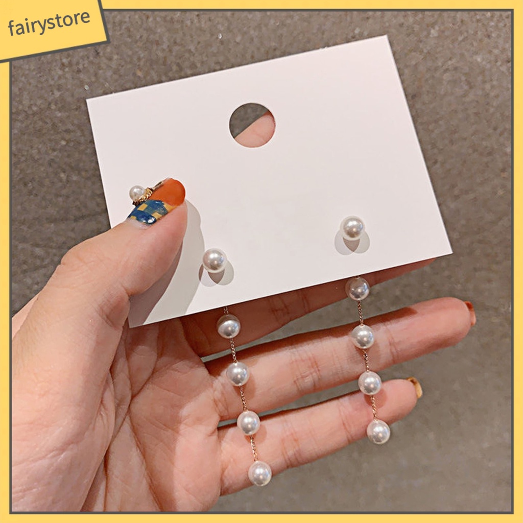 Khuyên Tai Tua Rua Đính Ngọc Trai Nhân Tạo Phong Cách Hàn Quốc