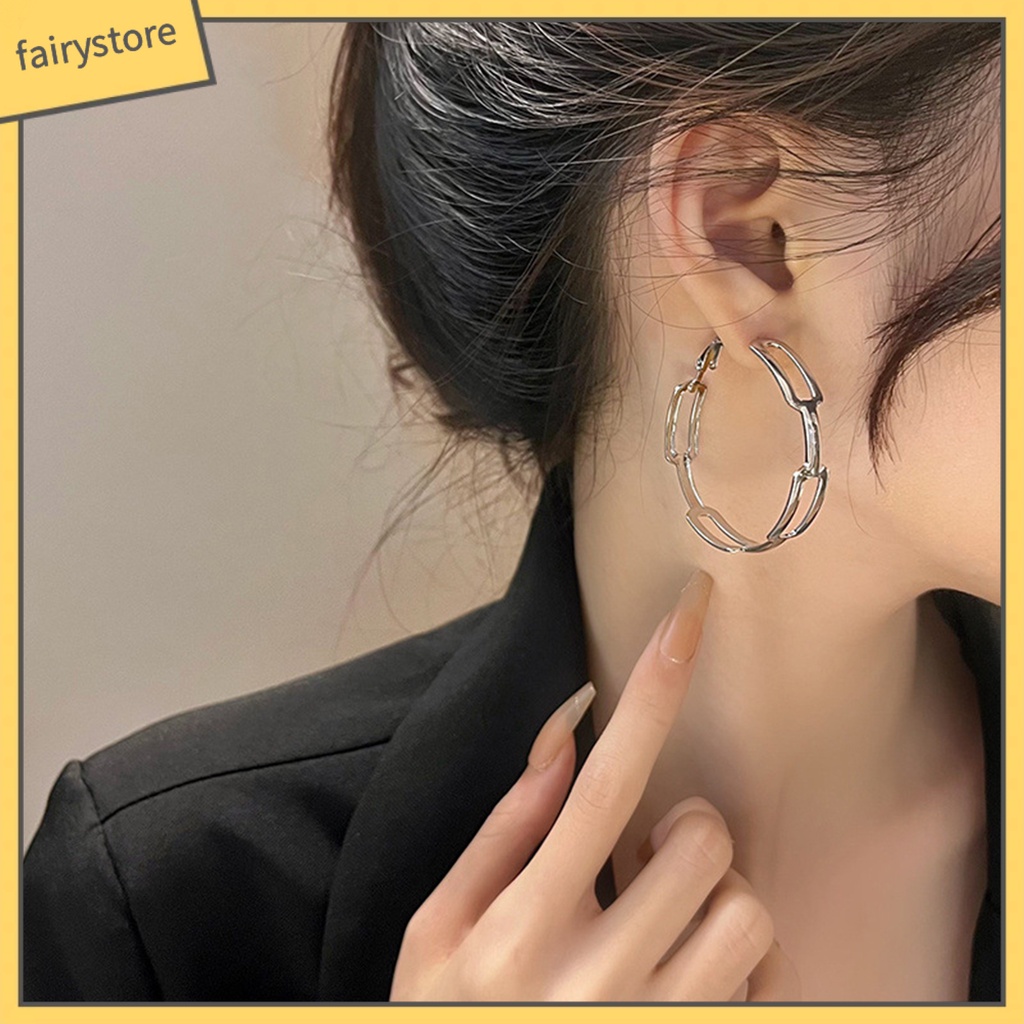 1 Đôi Bông Tai Tròn Rỗng Phong Cách Hàn Quốc