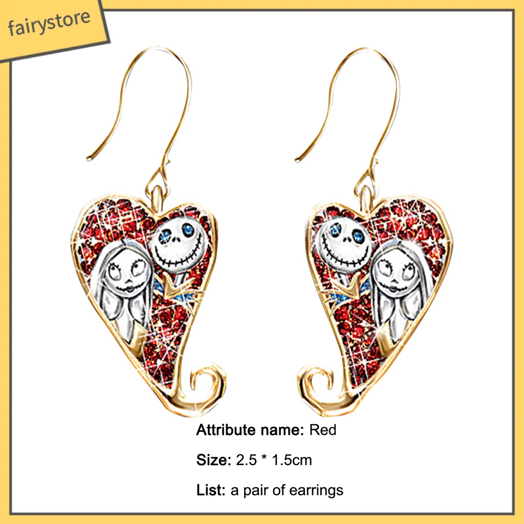1 Đôi Bông Tai Hợp Kim Hình Trái Tim Phong Cách Halloween Thời Trang