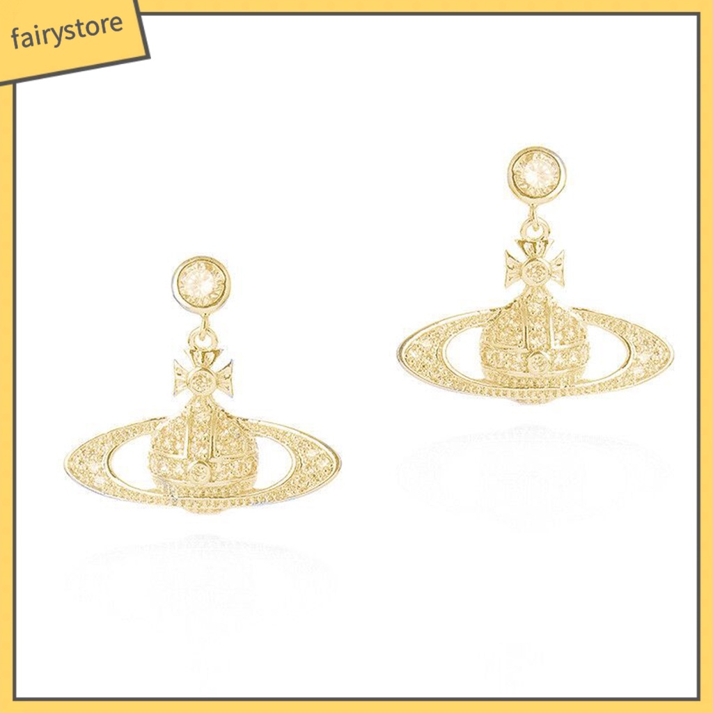 1 Đôi Bông Tai Hình Hành Tinh Đính Đá Lấp Lánh Trọng Lượng Nhẹ