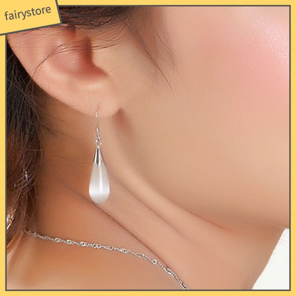 Bông Tai Hình Giọt Nước Đính Đá Opal Thời Trang Dành Cho Nữ