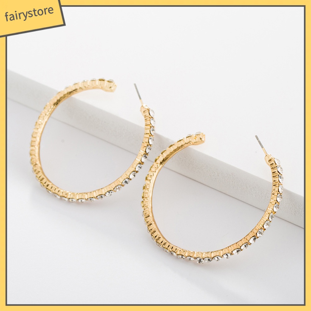 Khuyên Tai Tròn Lớn Đính Đá Thời Trang Cho Nữ